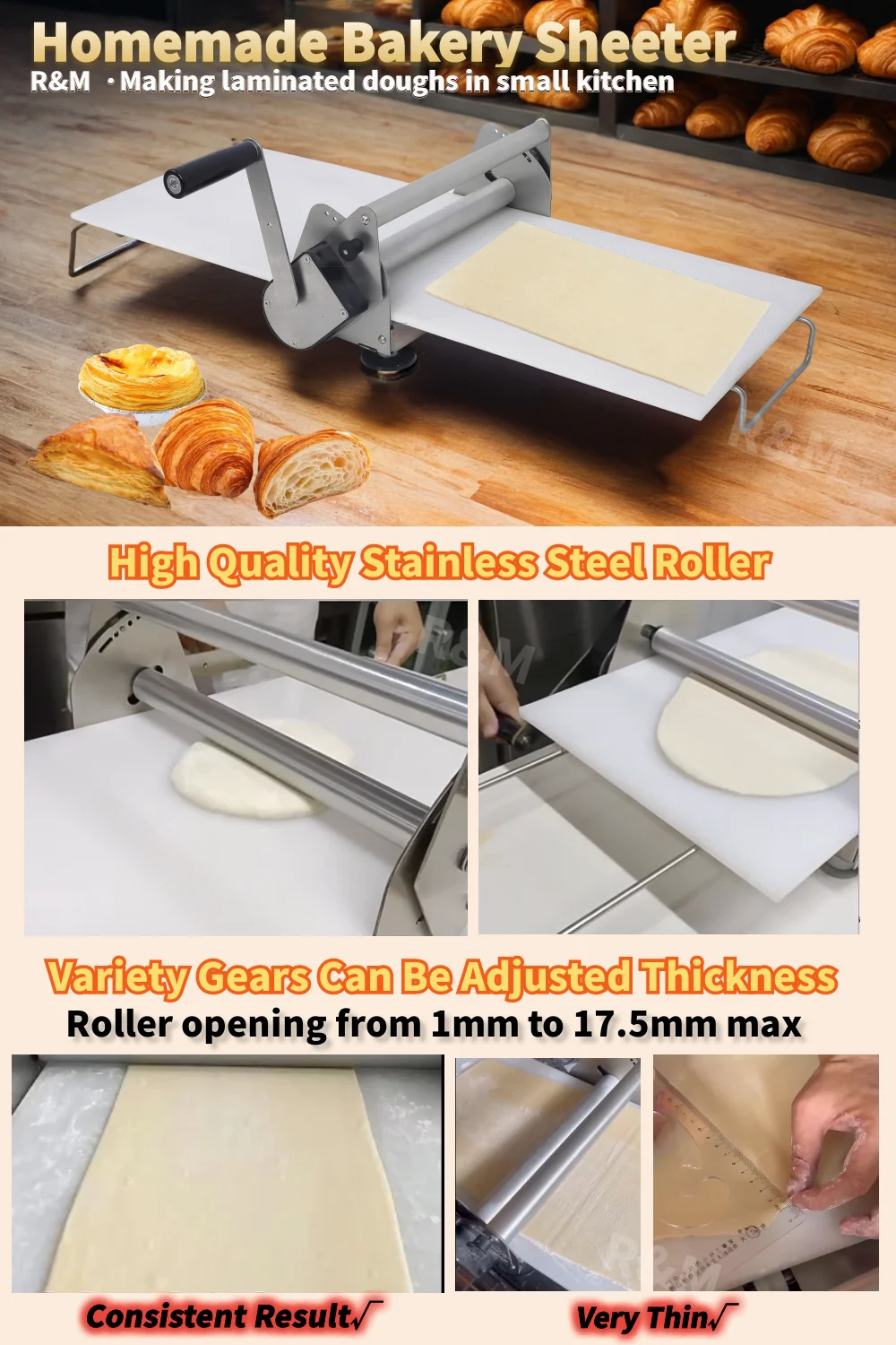 Mini laminoir patisserie manuel laminadora de masa fondant roller manual dough sheeter machine for pastry croissant top home use
