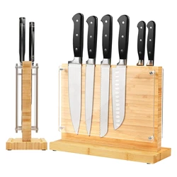 Универсальный Магнитный бамбуковый держатель для ножей, подставка для кухонных аксессуаров, органайзер, на заказ