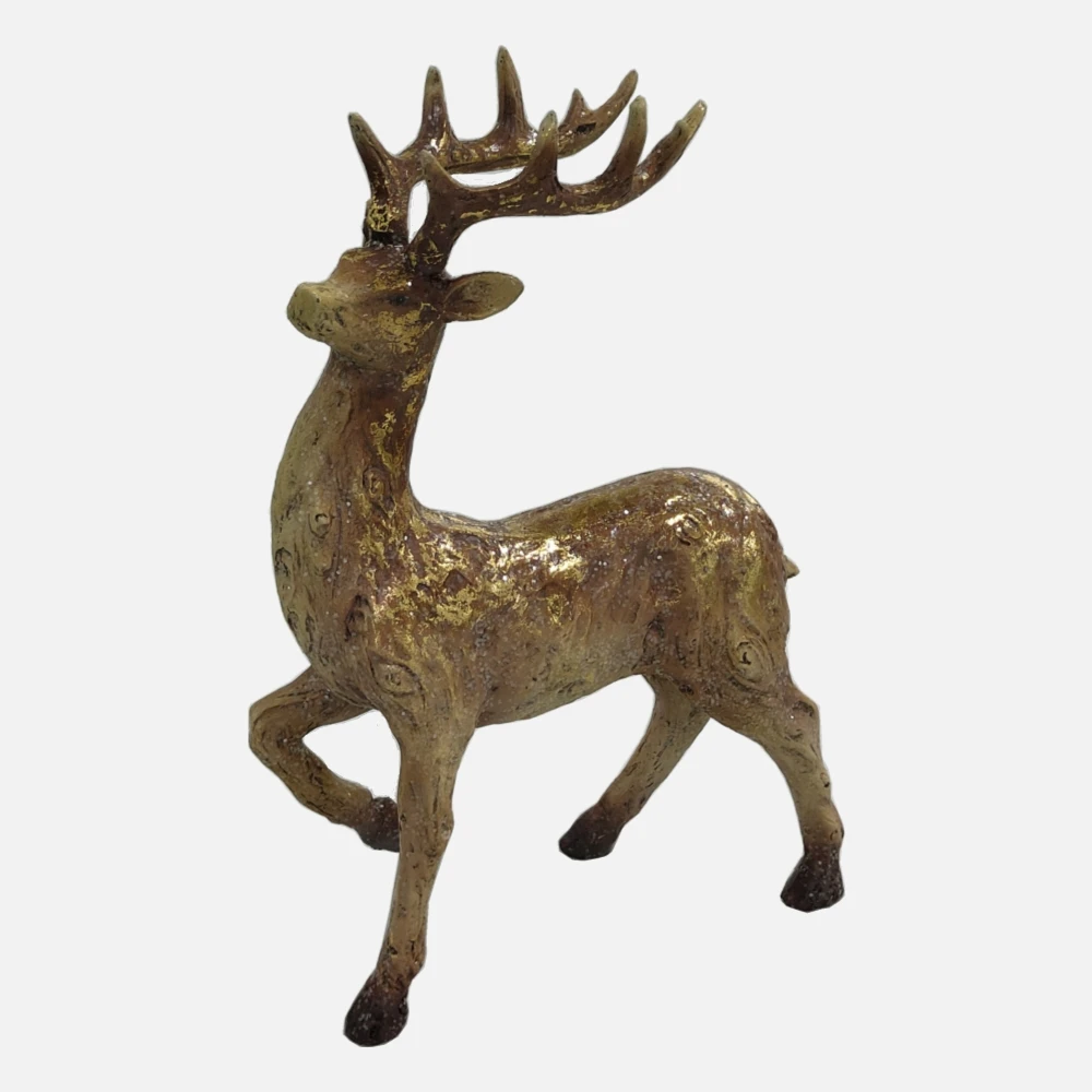 
Статуэтка оленя из полимерной смолы с золотым фольгированным эффектом, статуэтка оленя из полирезины с золотым оленем, Рождественское украшение 