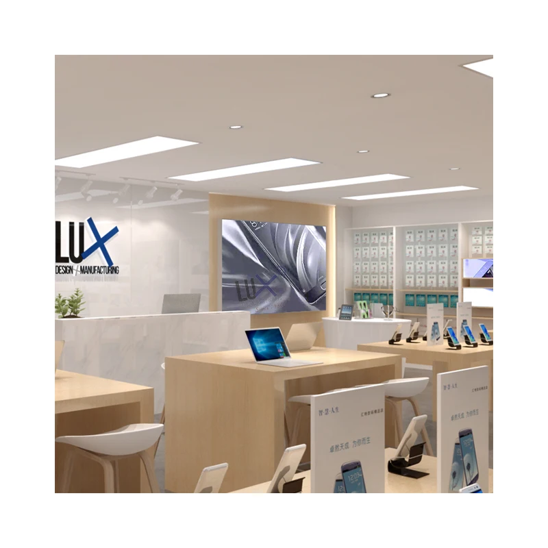 LUX Design Factory Пользовательский Ноутбук IT мобильный магазин дисплей для магазина Визуальный мерчандайзинг дизайн с цифровым магазинным дисплеем мебели