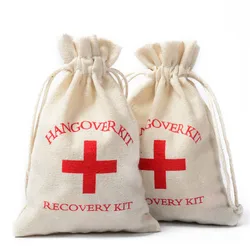 Набор для выживания Hangover 4x5,5 дюйма, хлопковые льняные сумки, наборы для первой помощи, товары для вечеринки, бытовые сумки, широко используемые