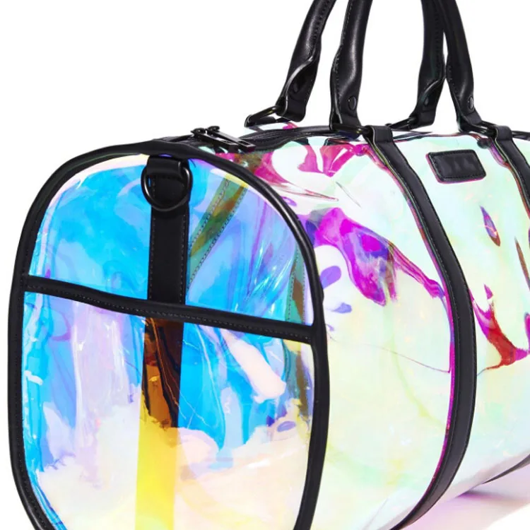 
 Прозрачная Водонепроницаемая спортивная сумка из ПВХ, голографическая Лазерная спортивная сумка для женщин, блестящая металлическая сумка с блестками  