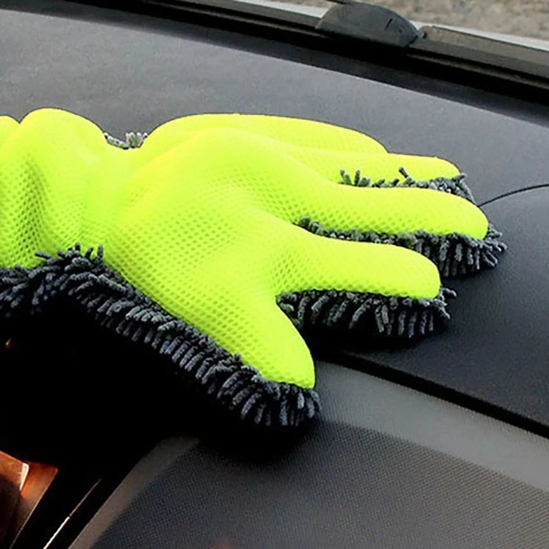 Перчатки для мойки автомобиля с 5 пальцами, мягкие многофункциональные двусторонние полотенца для мойки автомобиля, мотоцикла, сушки, сухая мойка автомобиля