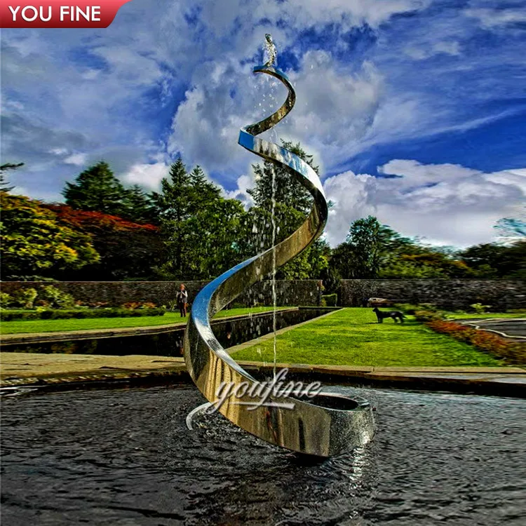 Modern Abstract Metal Art Spiral Statue Stainless Steel Sculpture Fountain for Outdoor