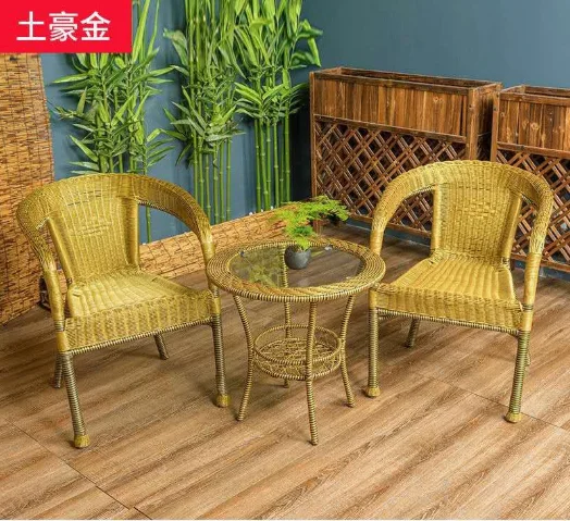 Наружная садовая мебель с металлической рамой, набор пластиковых ротанговых стульев