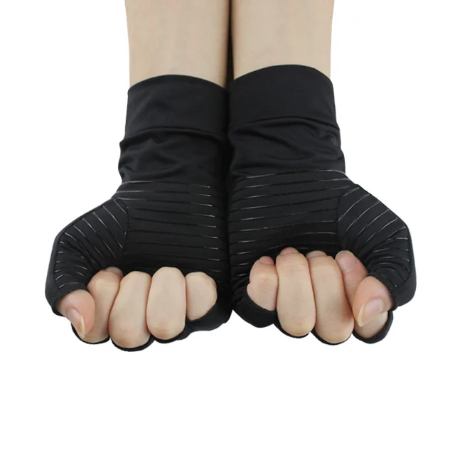 
Черные медные компрессионные перчатки с полупальцами для артрита 