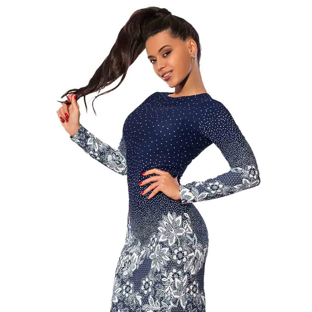 
 Модное женское приталенное платье с градиентным принтом в горошек с круглым вырезом и длинными рукавами, лидер продаж, вечернее коктейльное платье-карандаш для вечеринки  