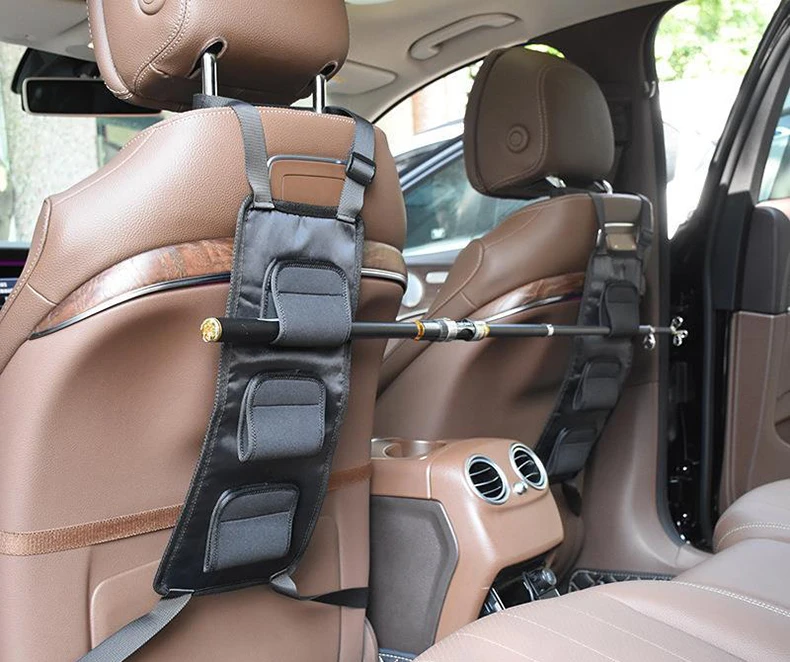 Fishing Rod Holder In Car Saver Travel Fish Pole Belt Clamp Vehicle Seat Storage Racks