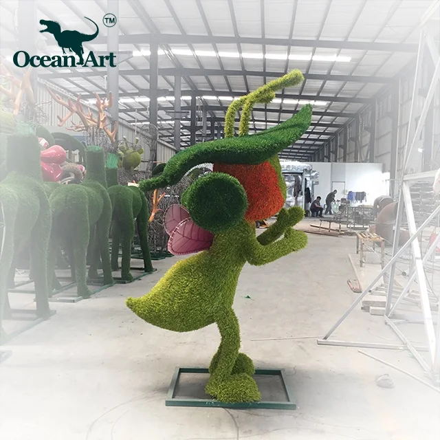 
OA5276 гигантский открытый искусственные подстриженными кролик трава световая скульптура 