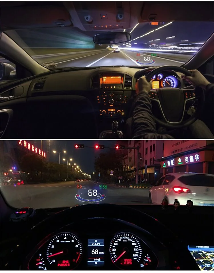 5.5inch OBD2 Car Diagnostic Tool Car HUD E300 Mirror Head up Display Speed RPM Volt Water Temp Projector LED Channel Reflector