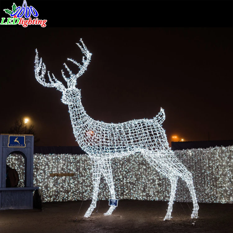 
Уличные коммерческие рождественские огни, 3D светодиодный олень, световой мотив для праздничного украшения 