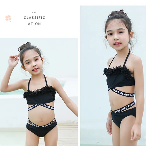 
 Wholesale  elastic band halter child swimsuit kids Swimwear Baby bikini for girls  