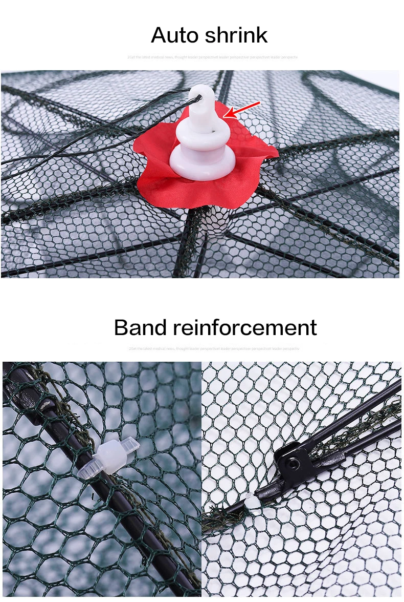 Folding Nylon Fishing Net Shrimp Crab Minnow Automatic Small Fish Set Trap Cage Device