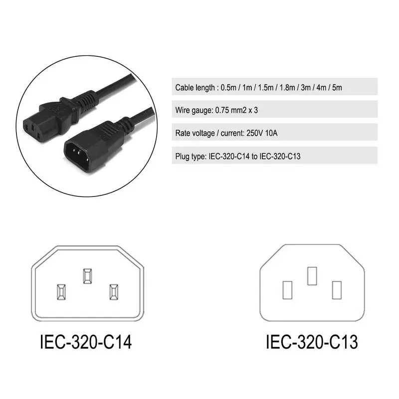 Для ди-Джея свет для сцены парти IEC C13 C14 силовой кабель 0 5 м 1 6ft 3 10 320 удлинитель монитора компьютера ПК PDU