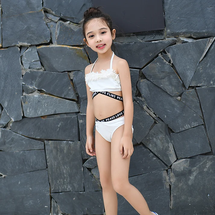 
 Wholesale  elastic band halter child swimsuit kids Swimwear Baby bikini for girls  