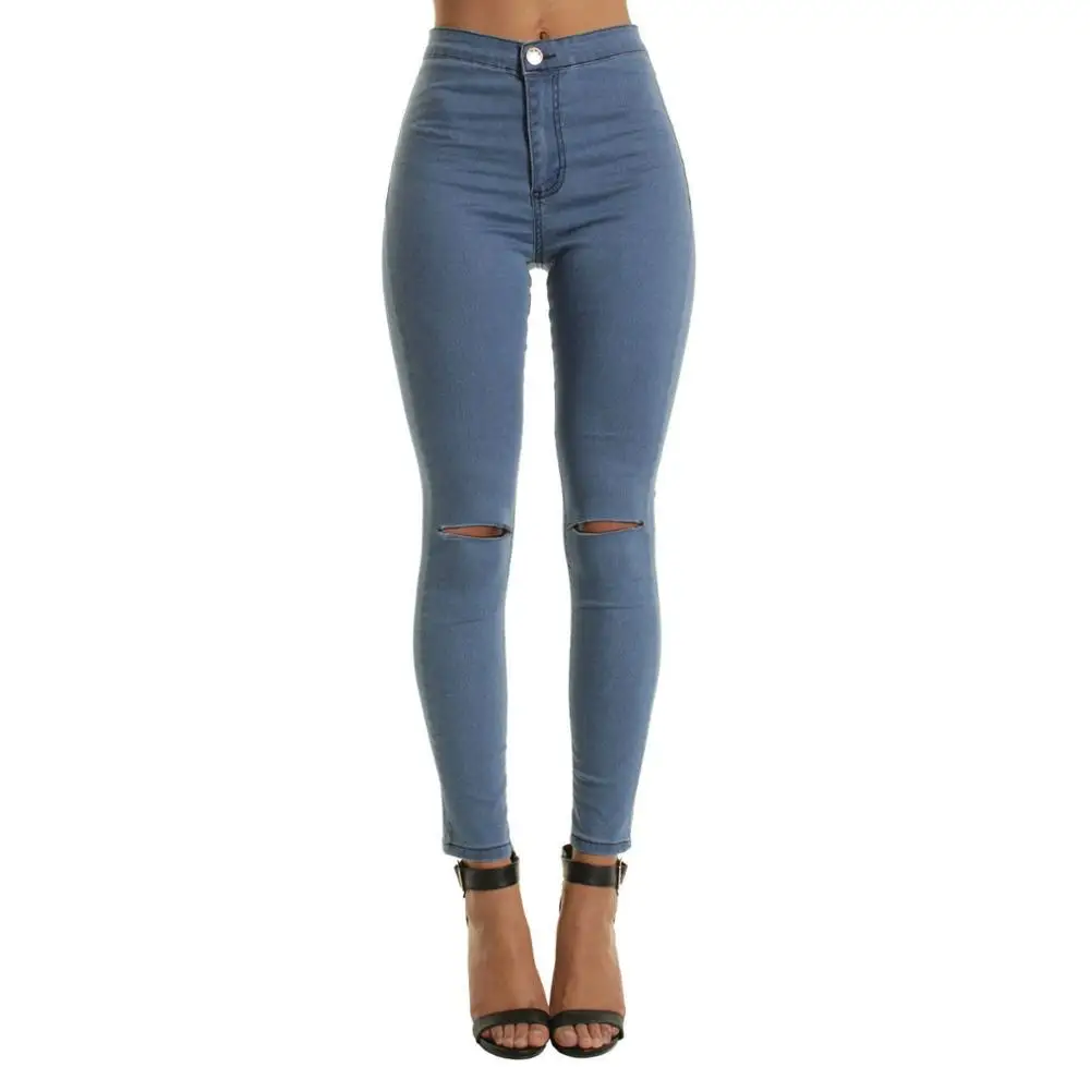 OEM винтажные женские джинсы с высокой талией Узкие рваные джинсовые брюки-карандаш узкие для женщин брюки большого
