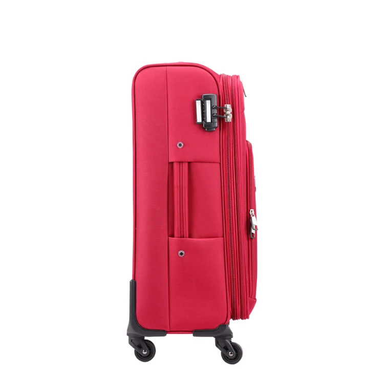 Пользовательские водонепроницаемый нейлон красный 4 колеса застежка-молния, масштабных дорожных чемоданов, набор багажных чемоданов