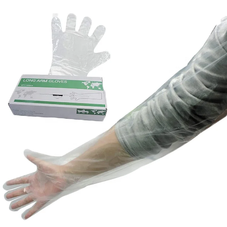 Artificial Insemination Glove Long PE Veterinary Gloves with Neck Strap