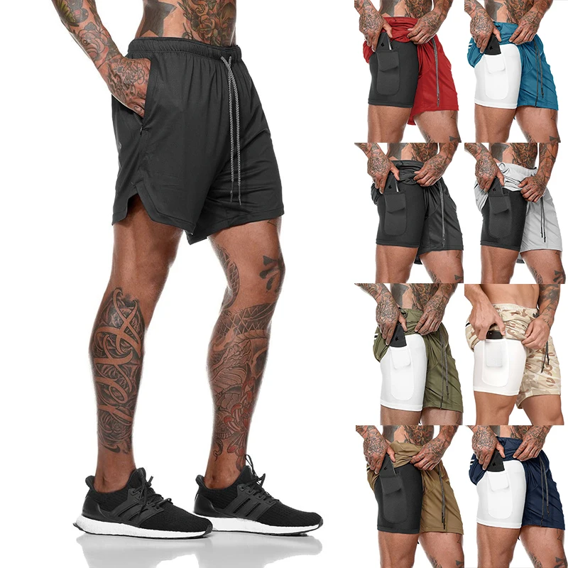 
Летние мужские спортивные штаны с принтом на заказ, шорты для бега и фитнеса, мужская спортивная одежда для спортзала для мальчиков, шорты 2 в 1 