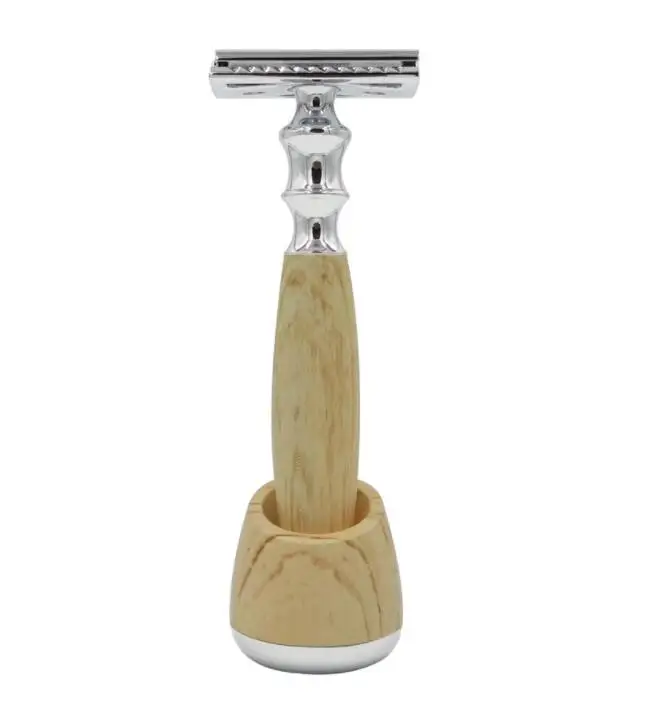 Ready To Ship Homestay Retro Look Wooden Retro Style Wooden Safety Shaving Stick Razor Facial Shaving Razor