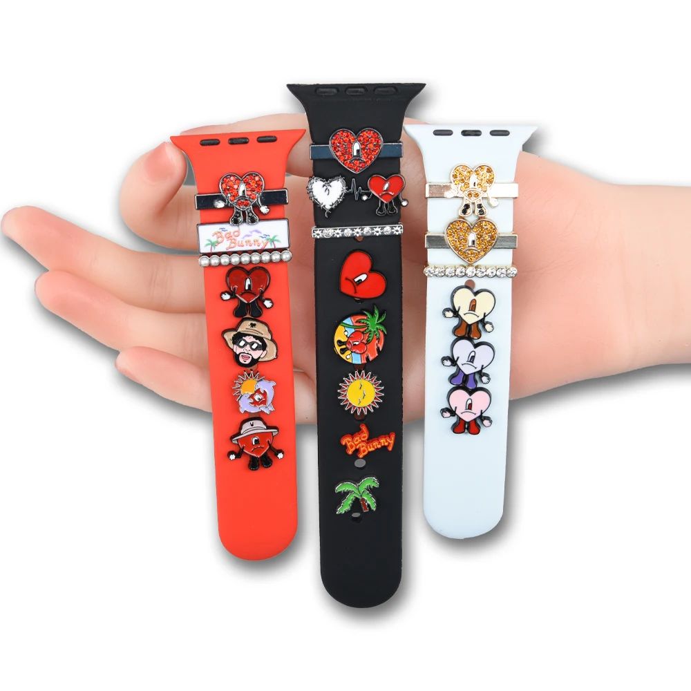 Decoration Diamond Jewelry Charms Decorative Silicone Watch Band Accessories Loop Charm Stud for watch band