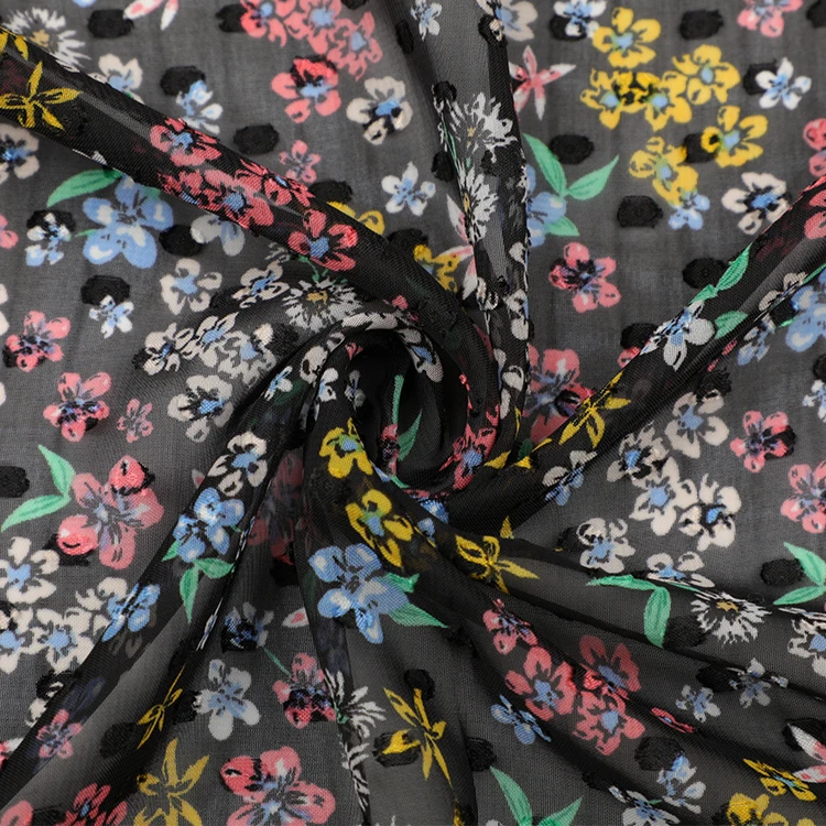 
Индивидуальная 100% Полиэстеровая шифоновая ткань с цветочным принтом Добби, жаккардовая ткань с принтом, ткань для рубашек, шифоновая ткань с принтом для одежды 