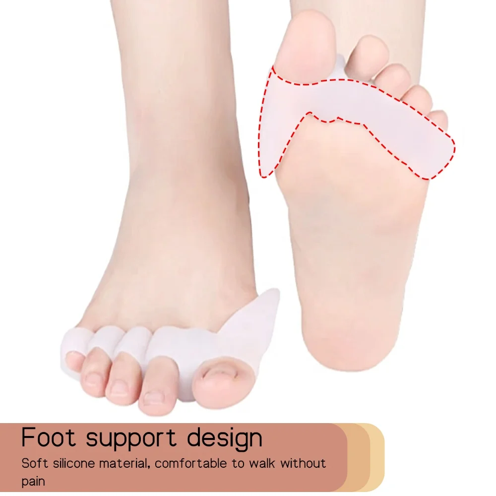 Растяжитель пальцев ног с 5 отверстиями и разделители пальцев ног, расширители пальцев ног из мягкого силикона для облегчения боли при бурсите