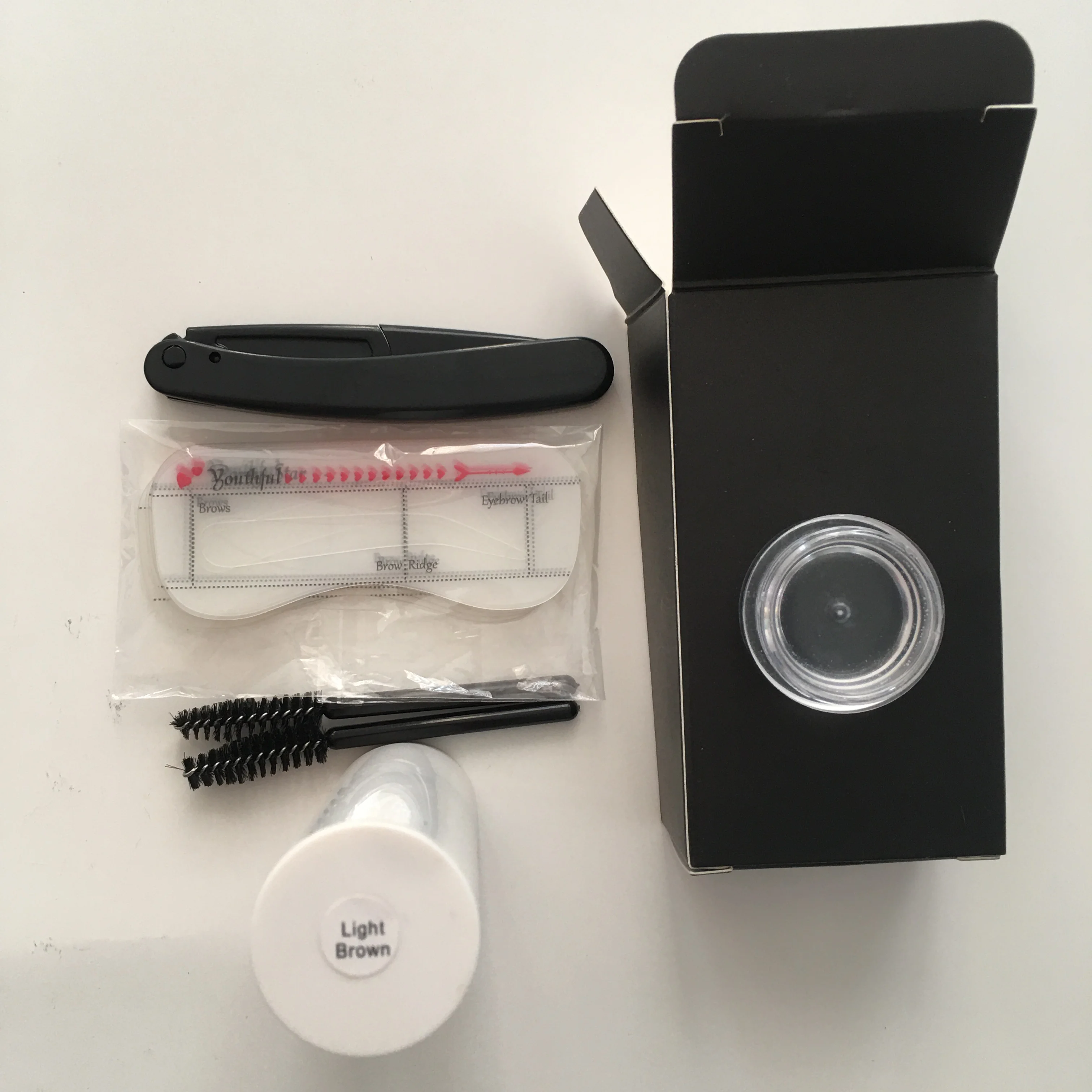 No logo One Step Brow Stamp Powder Reusable Eyebrow Stencils Shape Thicker and Fuller Brows Eyebrow Stamp Stencil Kit white