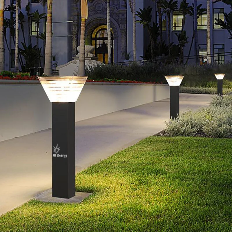 Ландшафтный алюминиевый садовый светильник на солнечных батареях квадратный столбик светодиодный для улицы 5