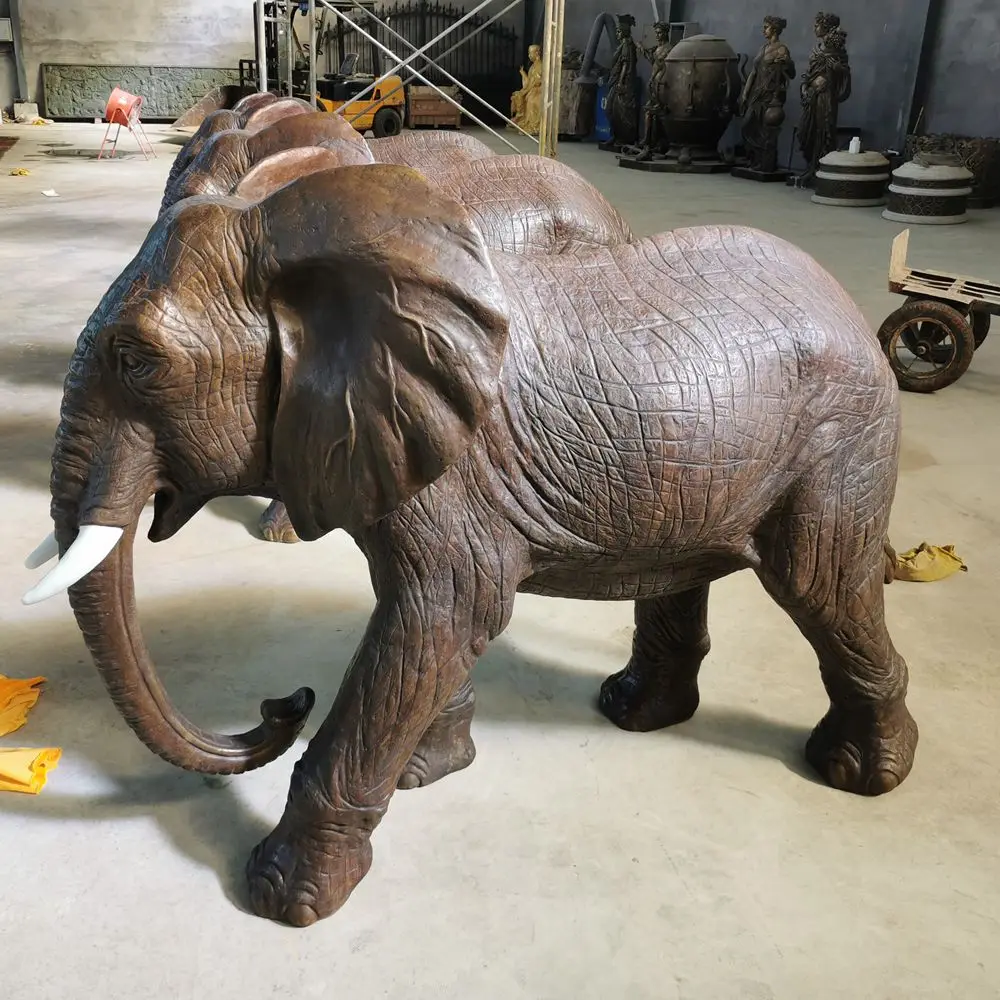 customized L170cm casting bronze baby young elephant sculpture