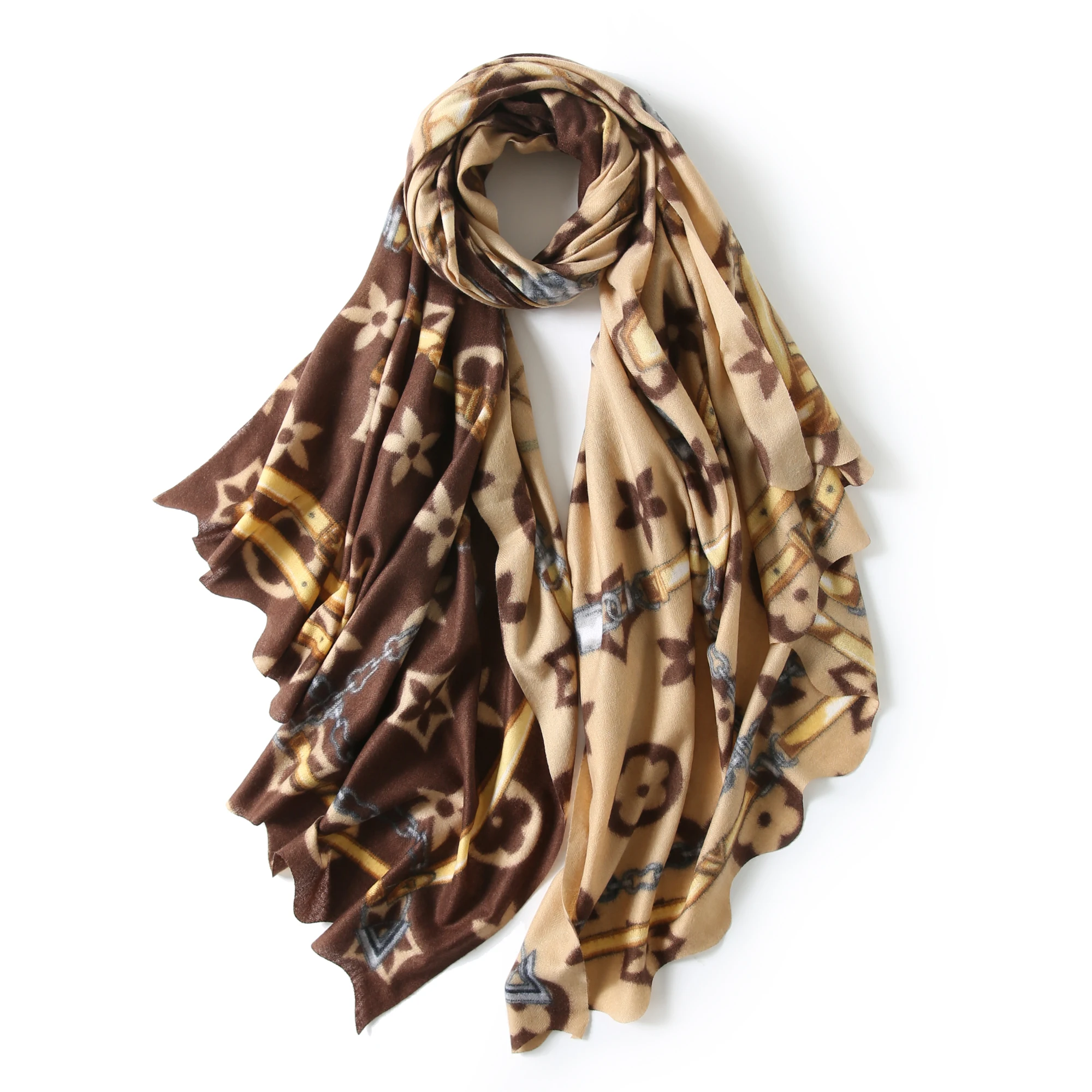 
Женский кашемировый шарф из пашмины с цветочным принтом, зимние теплые шарфы, квадратная модная шаль, шарфы 
