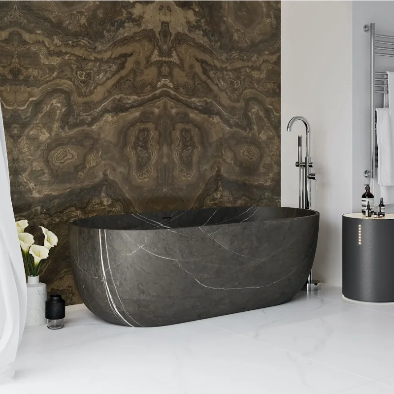 Top Luxury Natural Stone Tub Unique Handmade Black Marble Bathtub For Bath