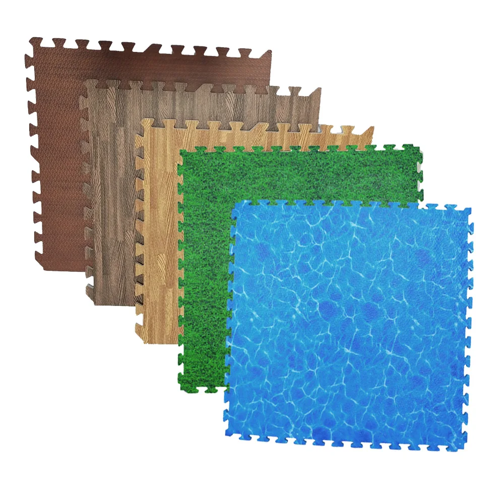 
 60x60 см головоломки деревянные трава воды океана эффект узор зерна пленка EVA пеные головоломка напольной плитки коврики  