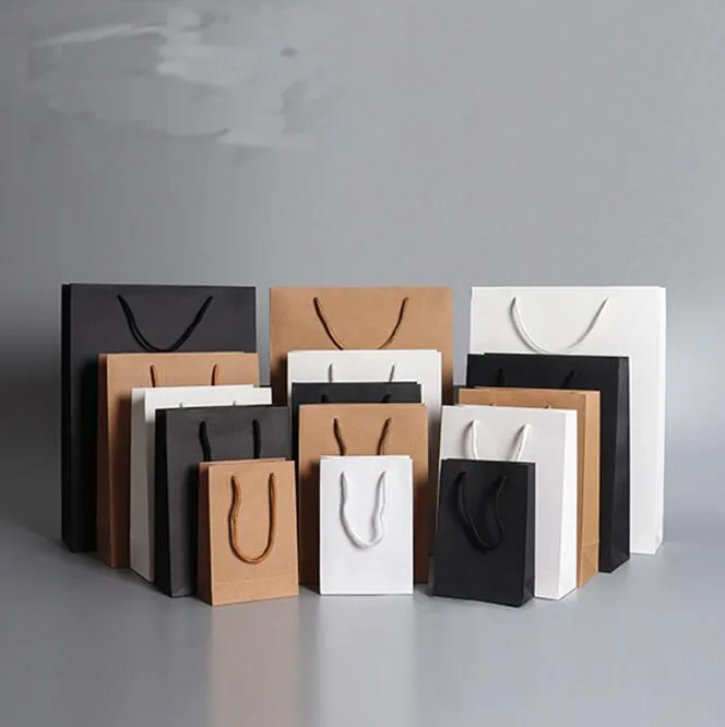 
 Пользовательский принт вашего собственного логотипа белый коричневый крафт подарок крафт сумка для покупок с ручками  