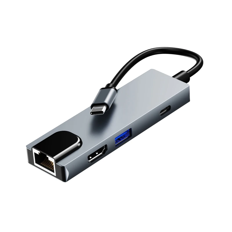 Пользовательский USB C концентратор 6 в 1 док-станция для Macbook RJ45 Ethernet 4K HDTV SD TF кардридер 3 0 с зарядным портом