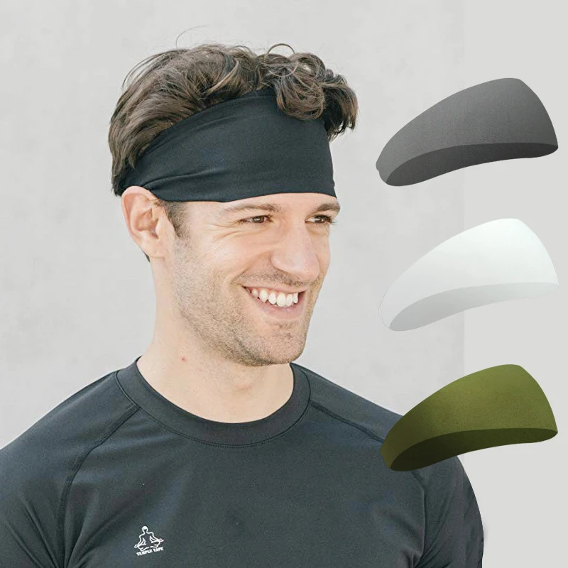 Однотонная мужская повязка на голову, спортивная повязка на голову для бега, кросс-фитинга, езды на велосипеде, йоги