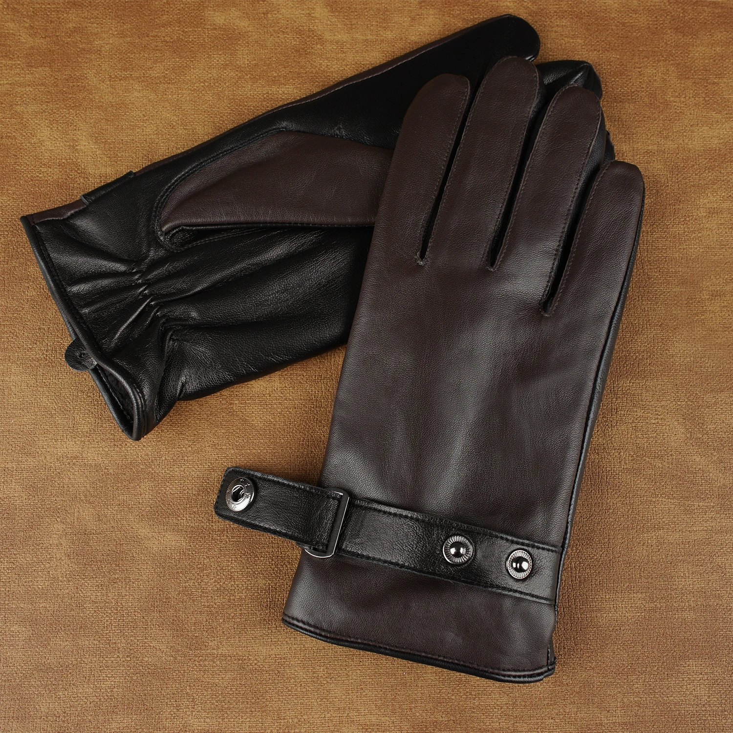 Модные мужские кожаные перчатки для вождения оптом зимние черные коричневые