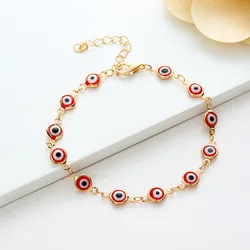 New Design Real Gold Plated Turkish Eyes Chain Bracelet Red Evil Eyes Bracelet For Women Girls