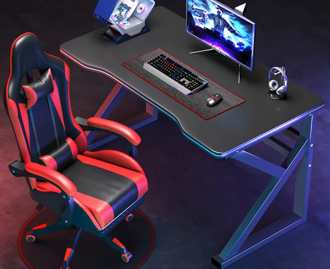 
 Wholesale gaming computer desk hot sell Ergonomic Gaming Computer Desk Pc Led gaming table black game desk  