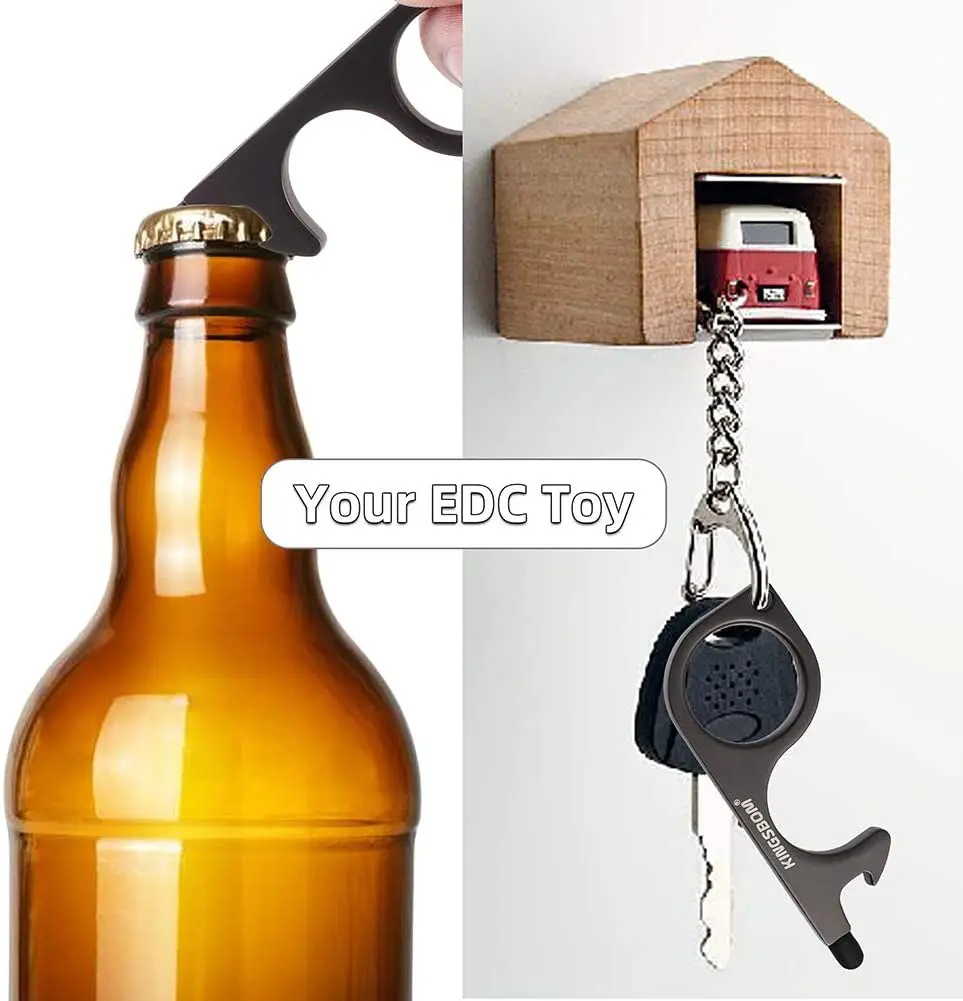 Ключ-инструмент для бесконтактной чистки пива, Открыватель двери для повседневного использования, латунный Открыватель двери без прикосновения, кнопка для публичного лифта на открытом воздухе