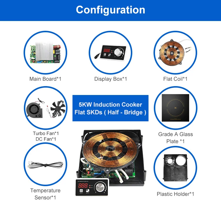 High Quality 5kw Half Bridge Electric Induction Stove Pcb Board Set  Induction Cooker Skd Flat  Parts 5000w Heating Kit 