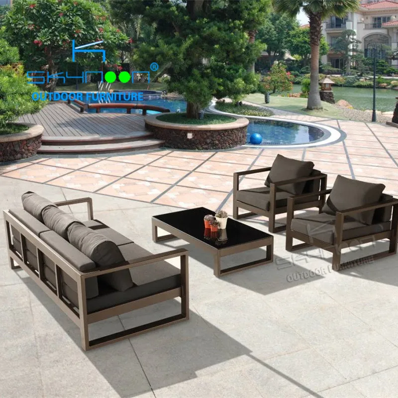 
Современная быстрая доставка, садовый металлический диван с порошковым покрытием, алюминий, 4 шт., набор садовой уличной мебели (32001) 