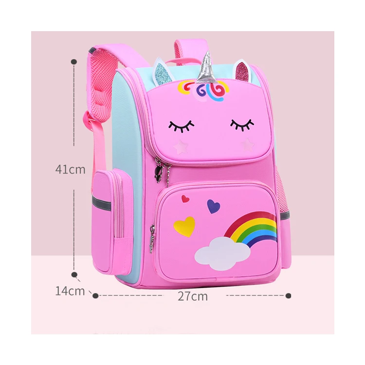 
 Школьные ранцы для девочек, нейлоновый рюкзак розового цвета с принтом единорога для учеников детского сада, милые водонепроницаемые детские школьные портфели  