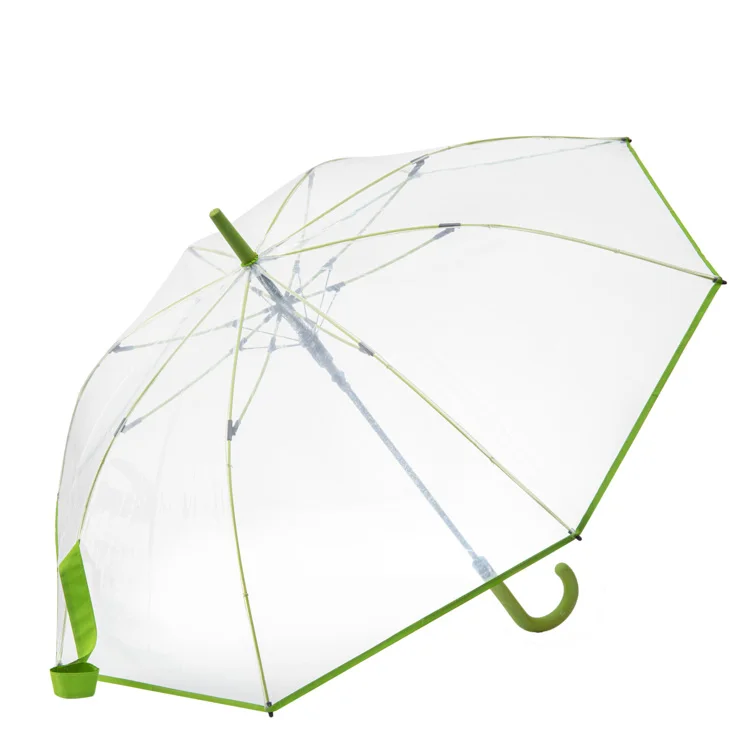 23,5 дюймовый модный Индивидуальный дизайн с высокой клавишей, зеленый ребра и край, материал poe, прозрачный зонт