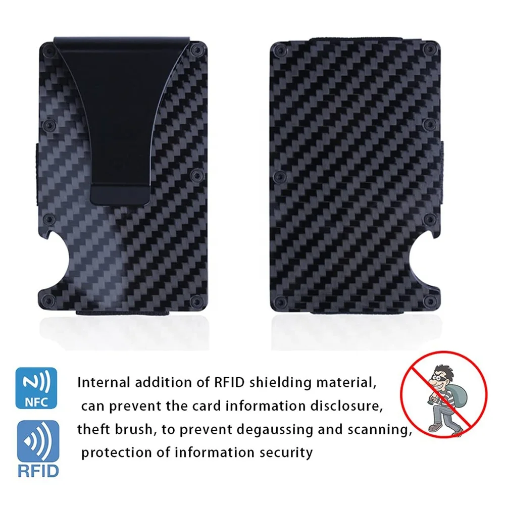
 2021 новый минималистский RFID Блокировка углеродного волокна зажим для денег кошелек с открывалкой для бутылок металлический держатель для кредитных карт ID  