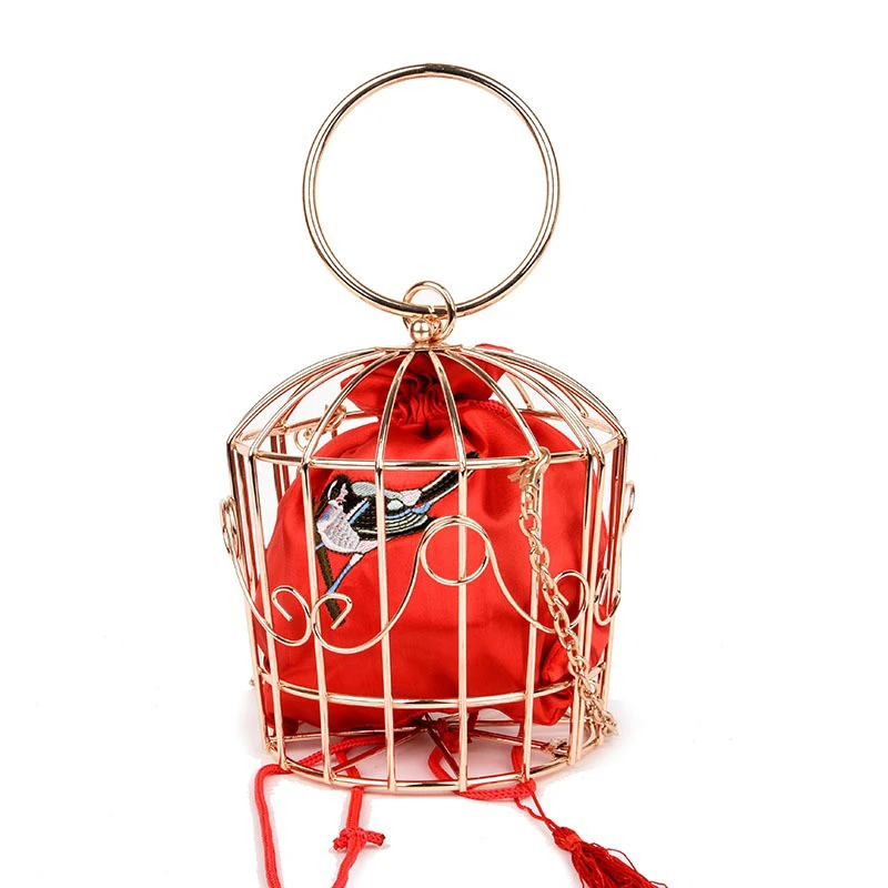 Женский модный персонализированный Новый клатч с птичьей клеткой металлический ажурный кошелек клатч вечерние сумки