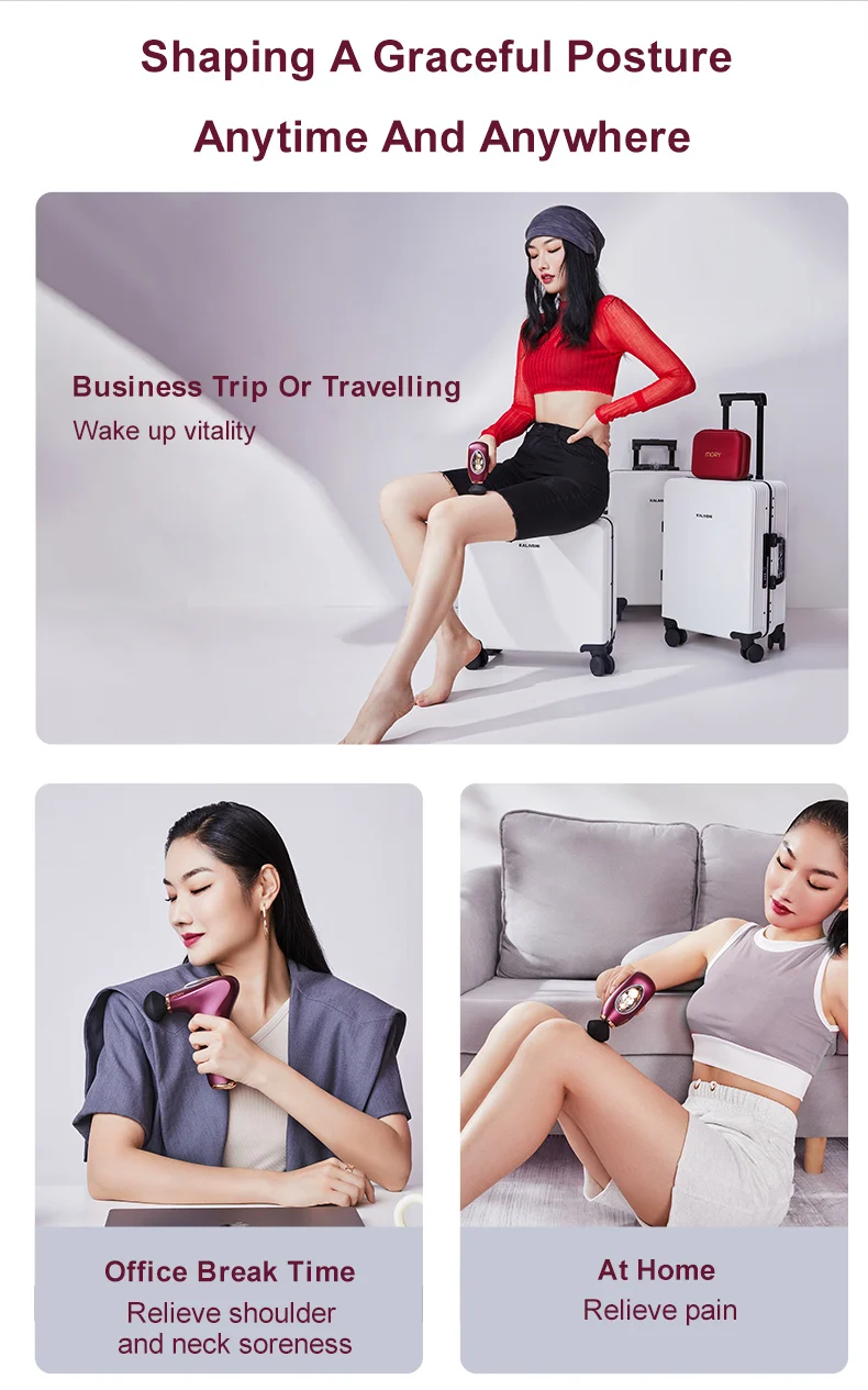 Electric Vibrate Fascia Deep Tissue Mini Portable Therapy Custom Logo Massager Gun Massage Gun 4 Heads Massage 10W Max 26W BLDC
