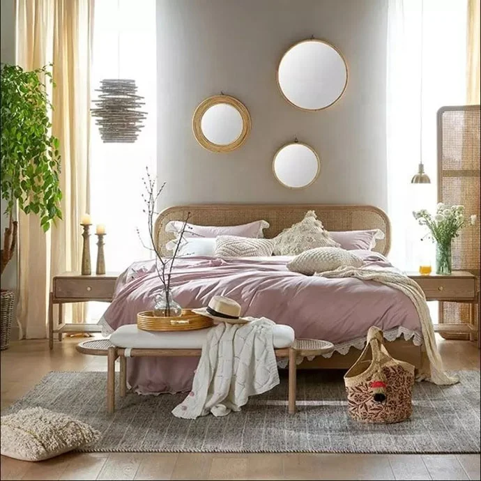 
 Китайский поставщик, антикварные королевские/большие Ротанговые/плетеные деревянные кровати для мебели для спальни  