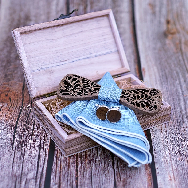 Резной черный деревянный галстук-бабочка свадебные подарки набор деревянных галстуков-бабочек с логотипом на заказ