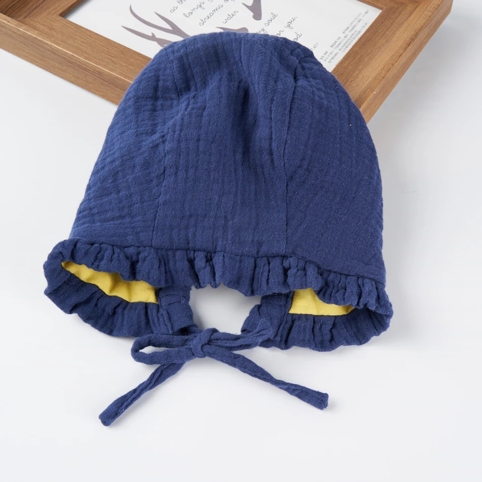Шапочка Kangobaby для новорожденных с веревками, муслиновые хлопковые детские шапки